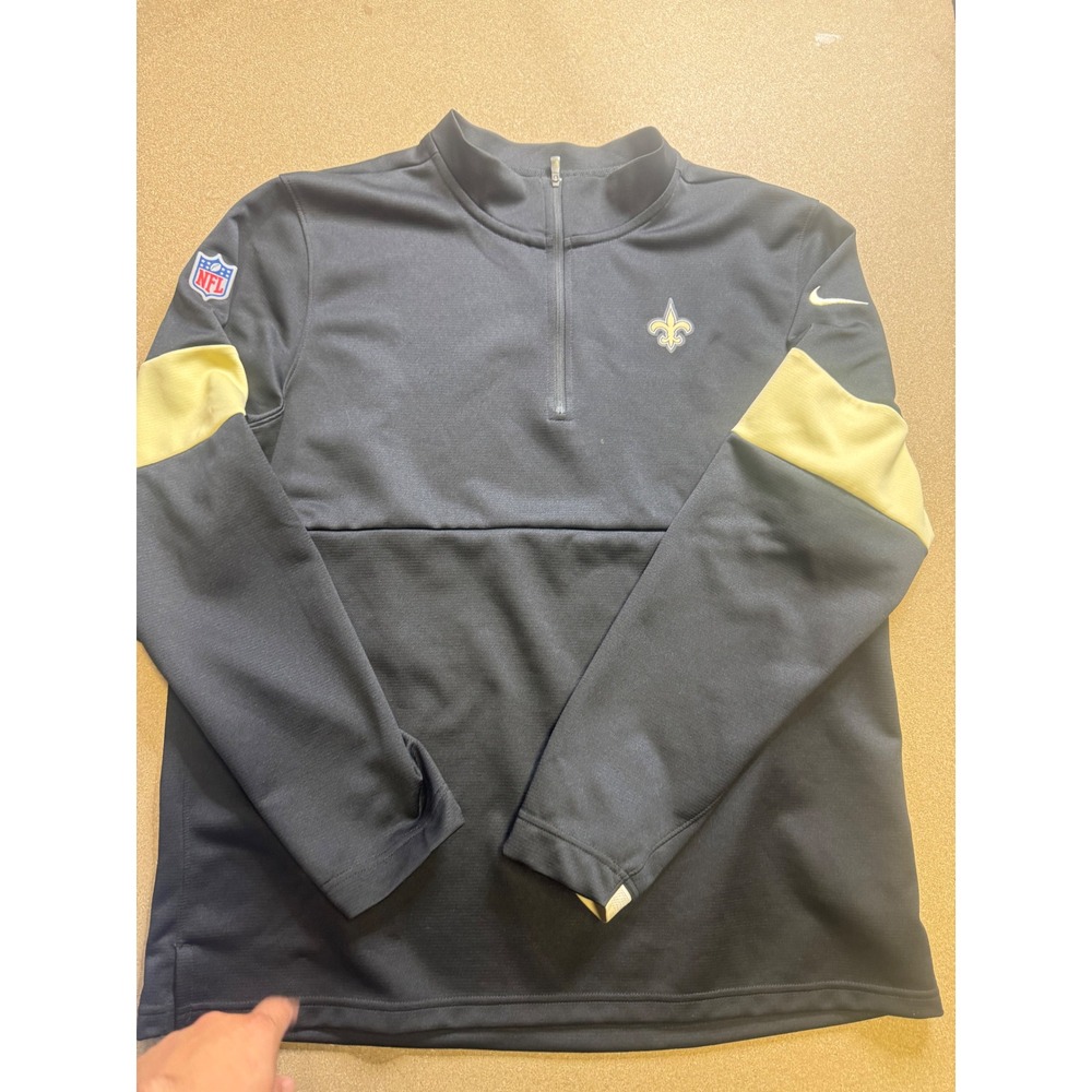 Nike Men's NFL New Orleans Saints Dri-FIT Quarter Zip Pullover Black Gold L $89
